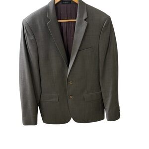 John Varvatos 100% Wool Size 40R 2 Button Side Vents  Green Gray Mens Blazer